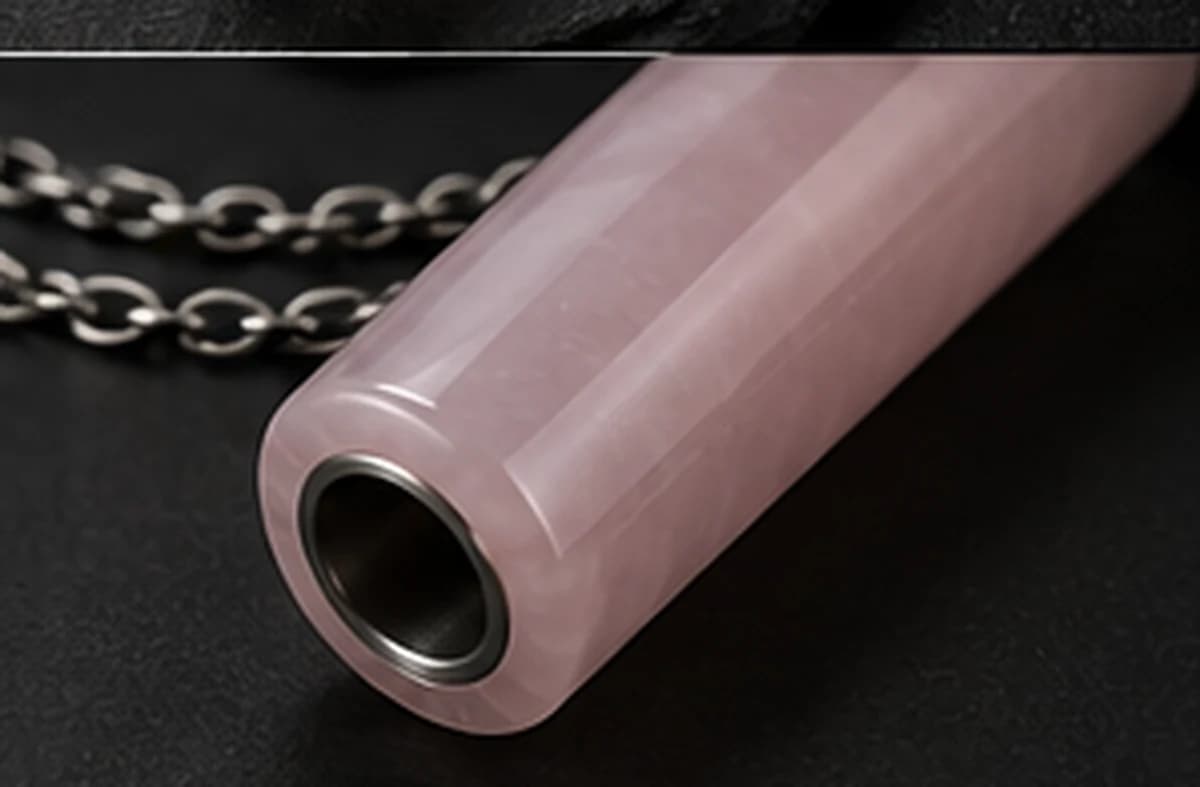 Aurora rose quartz hookah mouthpiece, view 2