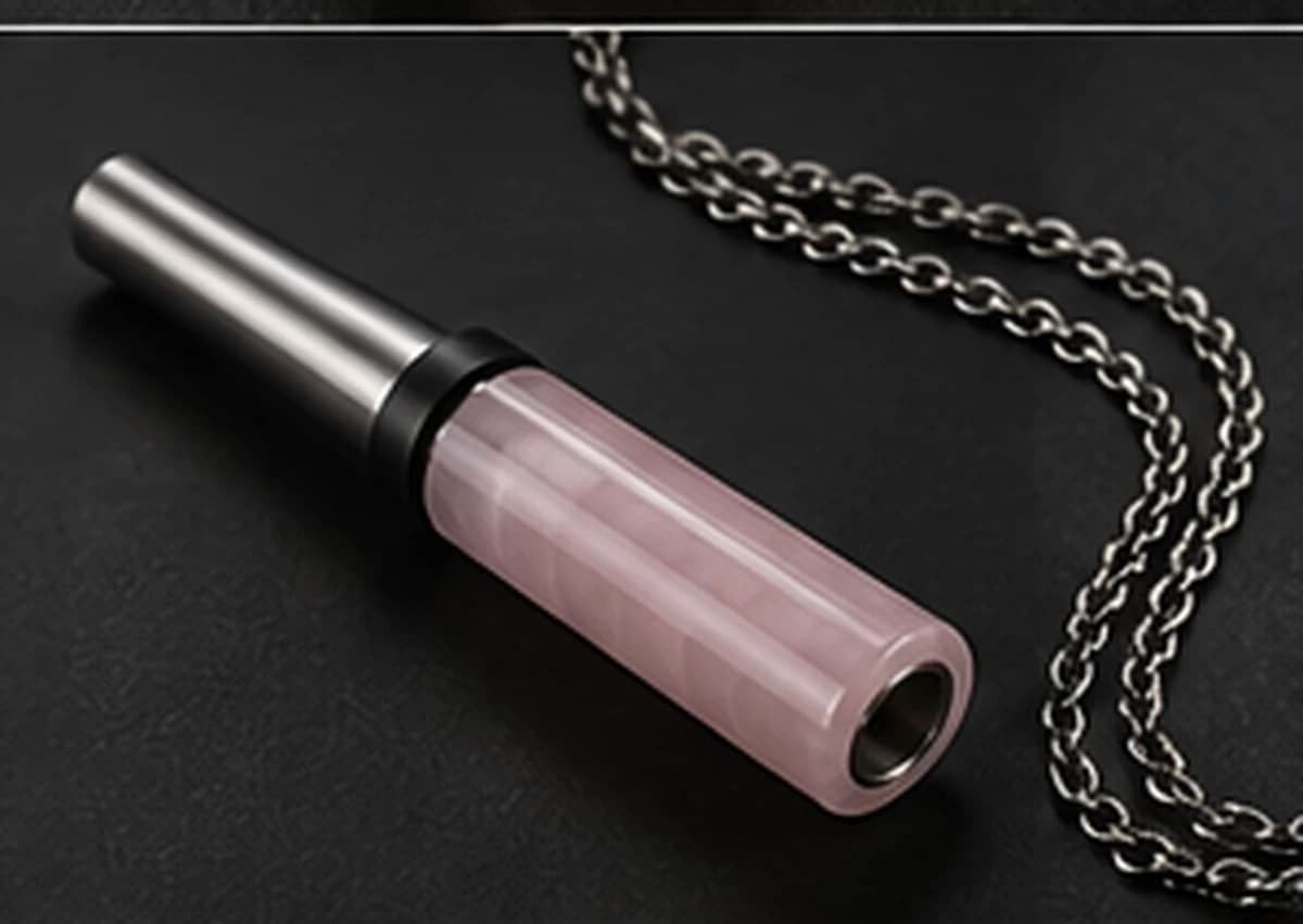 Aurora rose quartz hookah mouthpiece, view 3