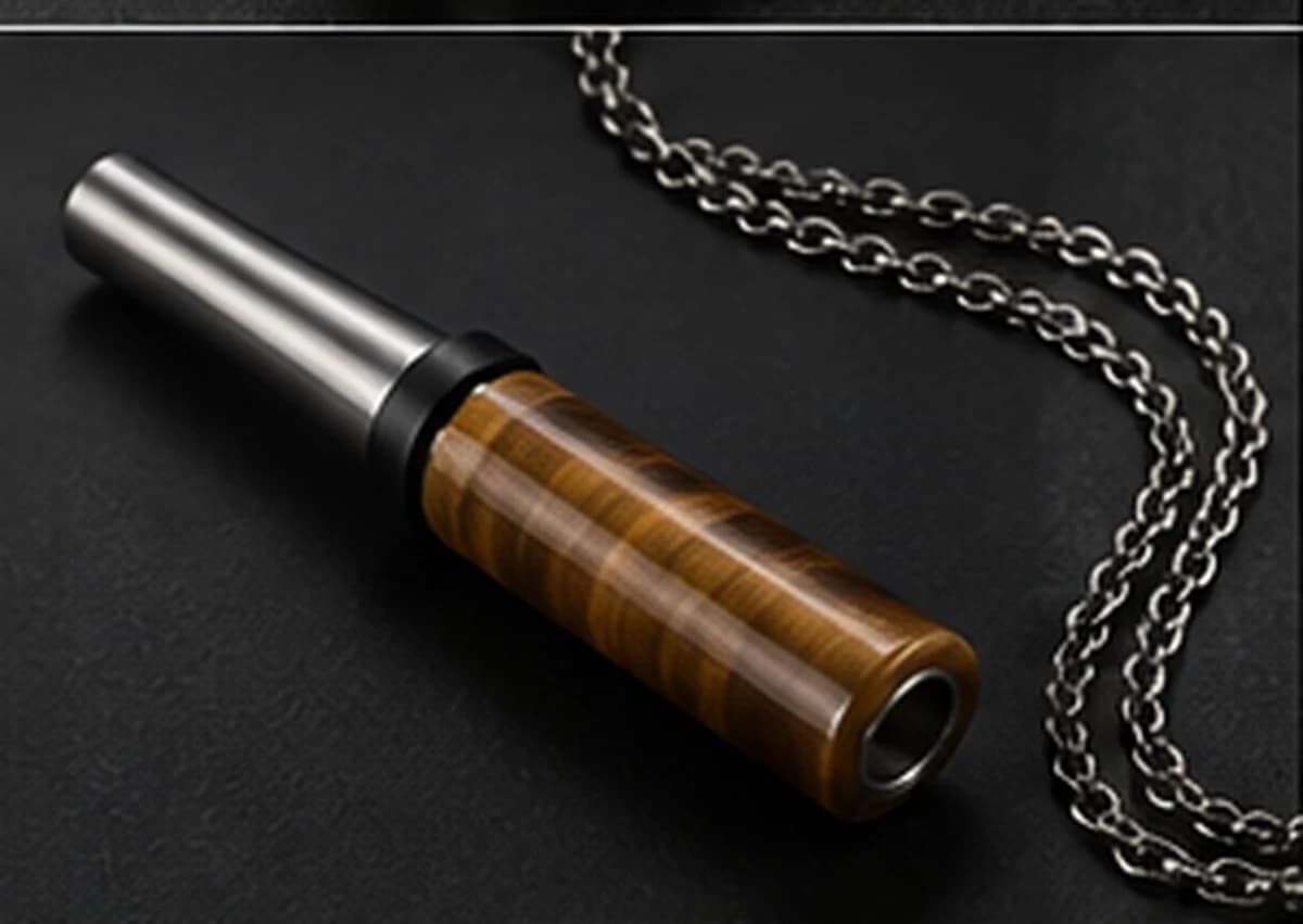 Chatoyant tiger's eye hookah mouthpiece, view 3